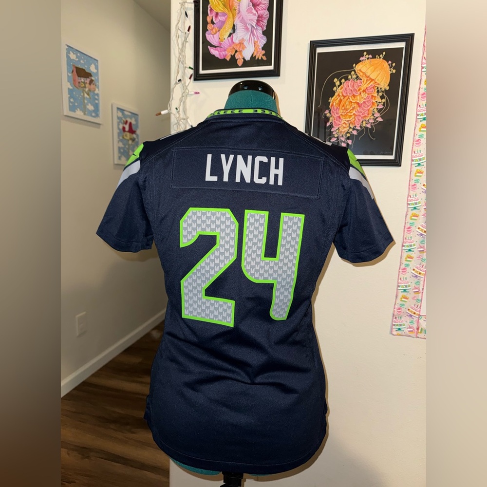 NFL Seattle Seahawks 24 Marshawn Lynch Women’s jersey